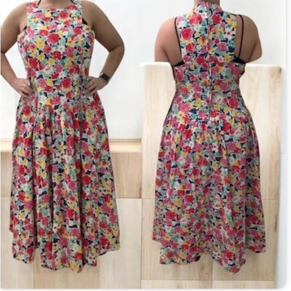 Vintage Robbie Bee 100% Cotton Floral Dress Size 10 - Picture 3 of 15